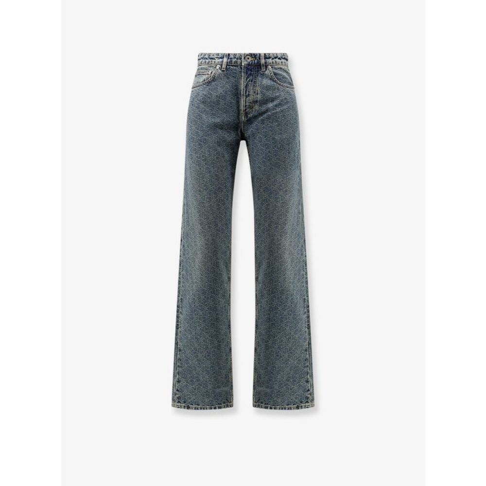 Dior Women Denim Blue Jeans With All-Over Dior Oblique Motif